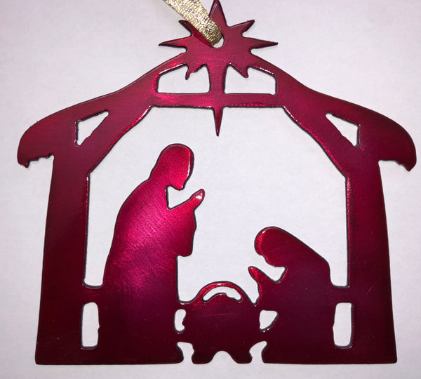 Candy Red Nativity Ornament